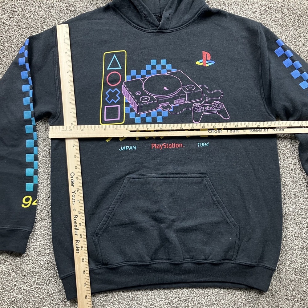 Playstation Sweatshirt Adult Medium Black Japan Logo Hoodie Fleece Pullover Mens - Picture 5 of 9